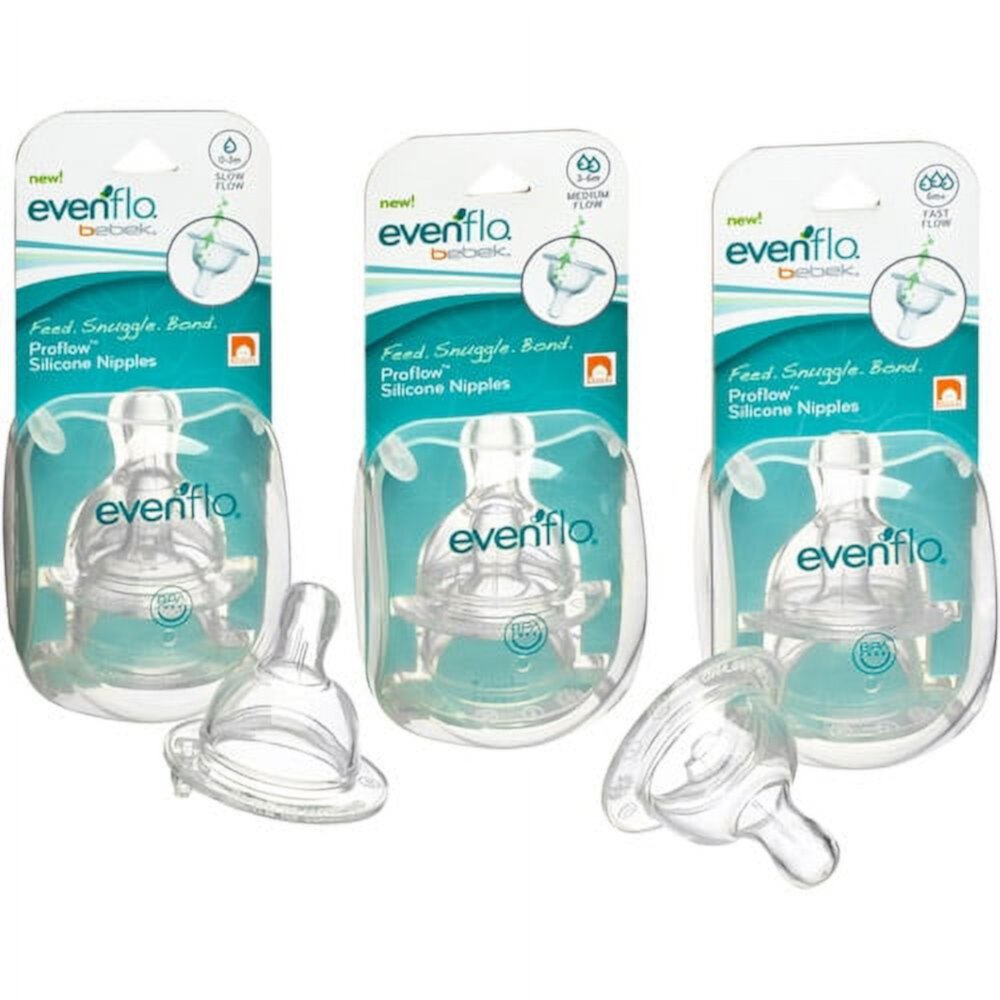 Evenflo Bebek Baby Bottle Nipple, Medium Flow, 2-Pack, BPA-Free Evenflo