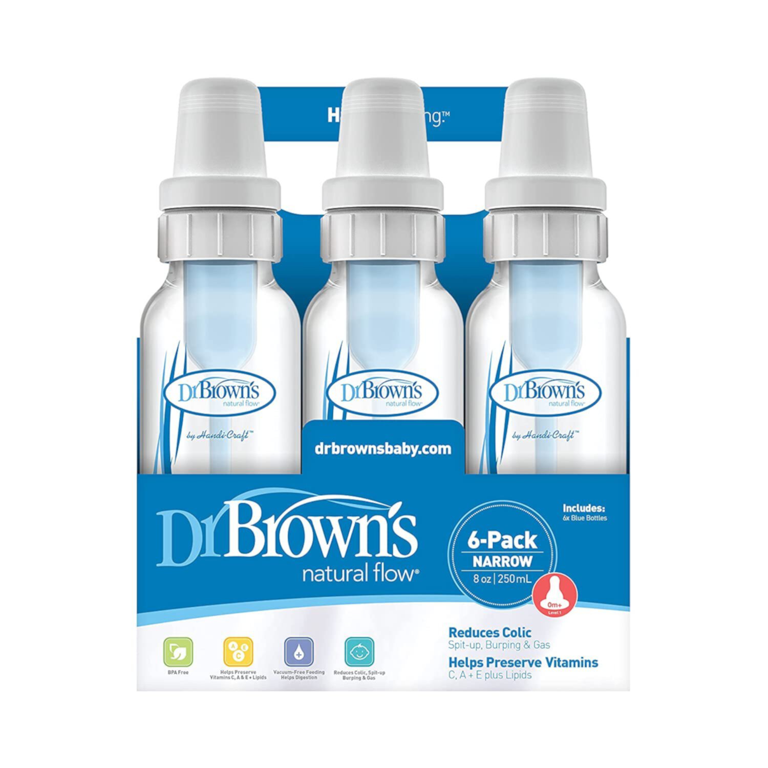 Dr. Brown's Natural Flow Anti-Colic Bottle - Blue - 8oz - 6pk - 0m+ Visit the Dr. Brown's Store