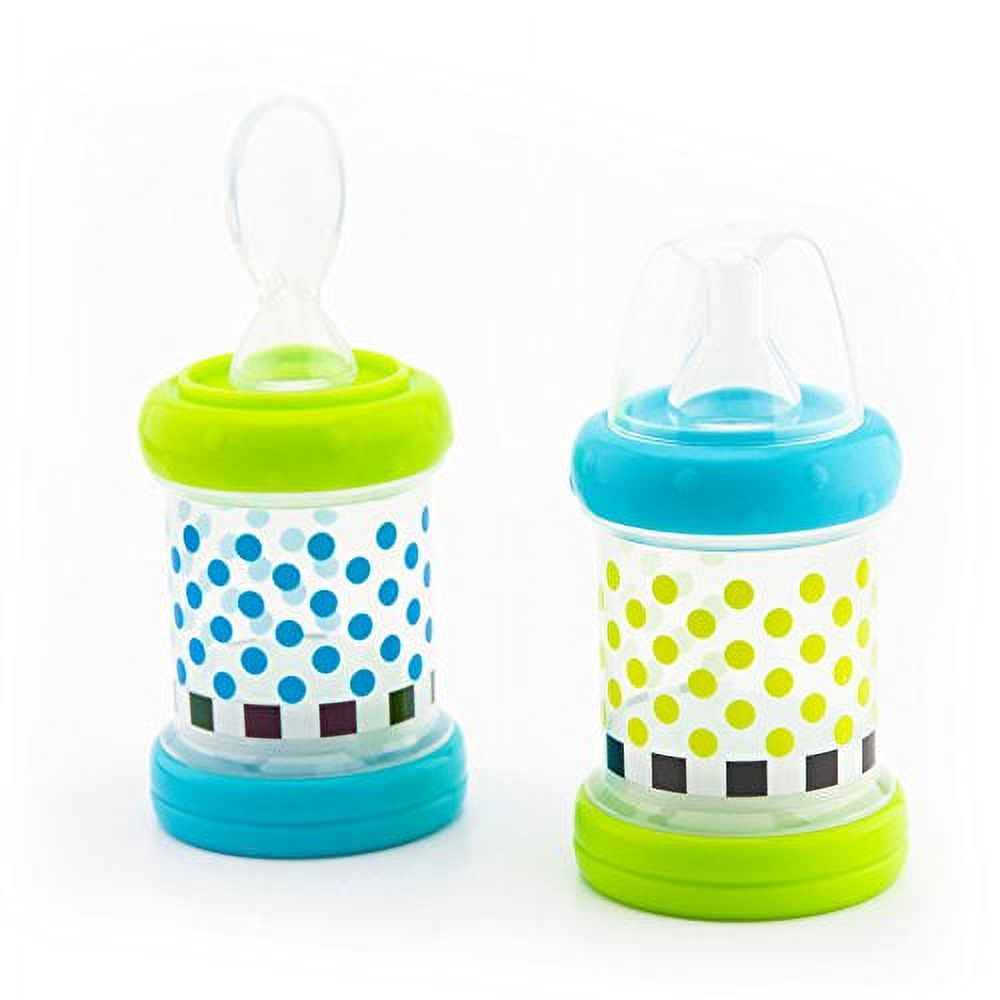 Sassy Baby Food Nurser â€“ 4+ Months Set of 2- 4oz 100% Silicone Nipple and Spoon BPA-Free Sassy