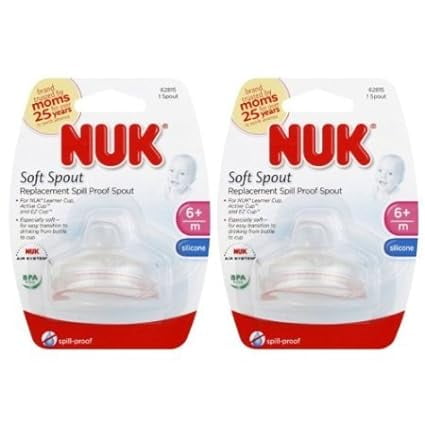 2 Pack - NUK Replacement Silicone Spout, Clear (2 Spouts) NUK