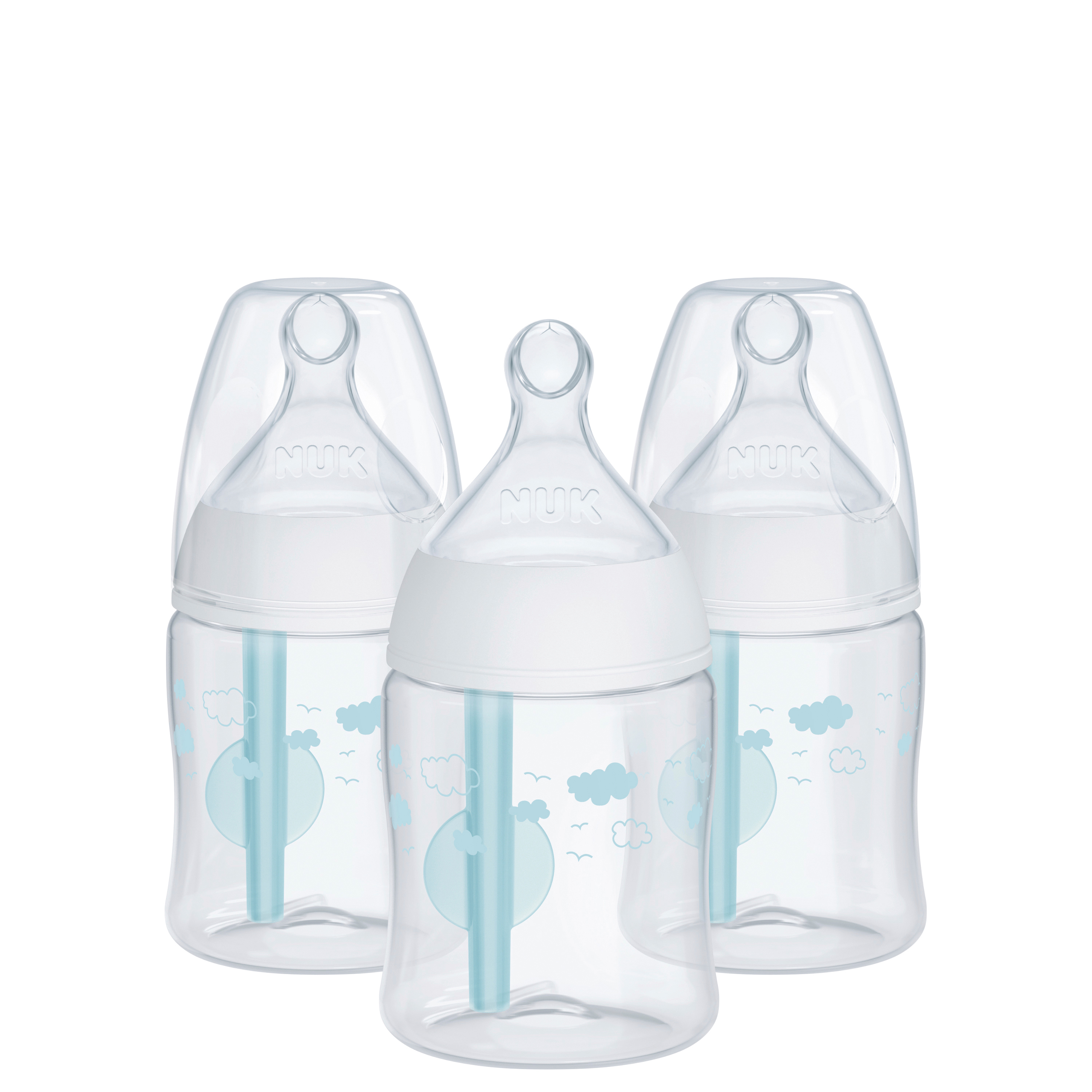 NUK Smooth Flow™ Pro Anti-Colic Baby Bottle, 5 oz, Blue, 3-Pack NUK