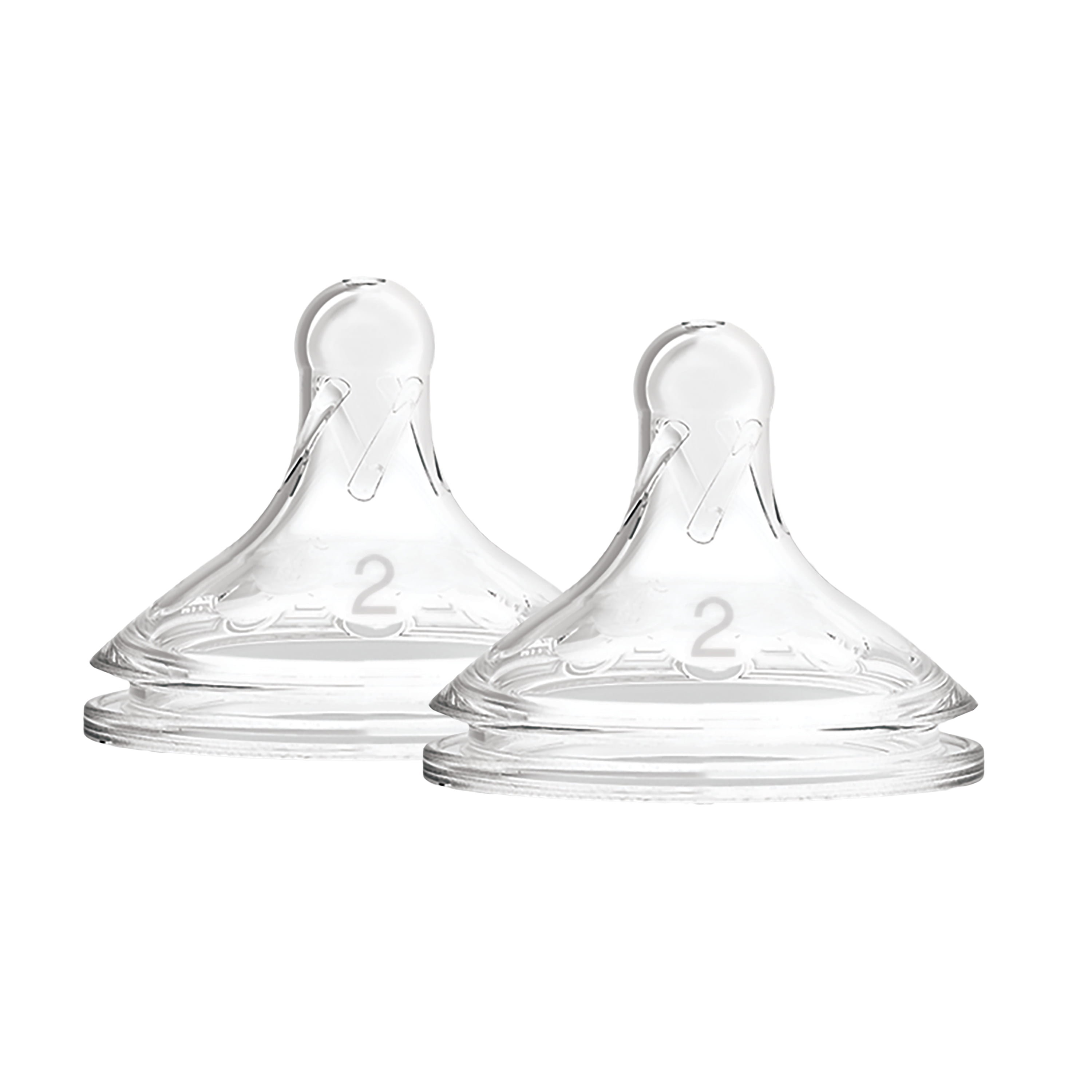 Dr. Brown's Natural Flow Level 2, Wide-Neck Baby Bottle Nipple, Medium Flow, 3m+, 100% Silicone, 2 Pack Dr. Brown's