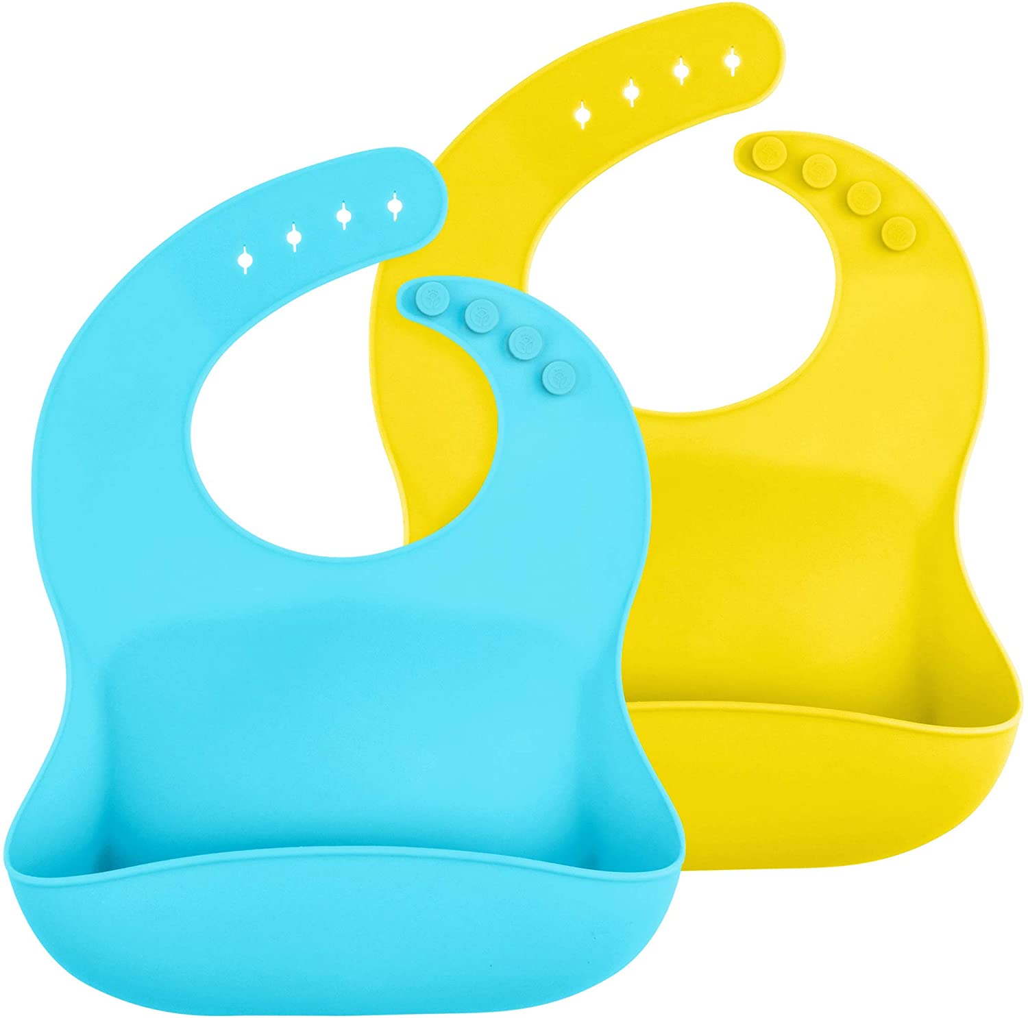 Waterproof Silicone Baby Bibs (Set of 2) | Pocket to Catch Food Dockapa