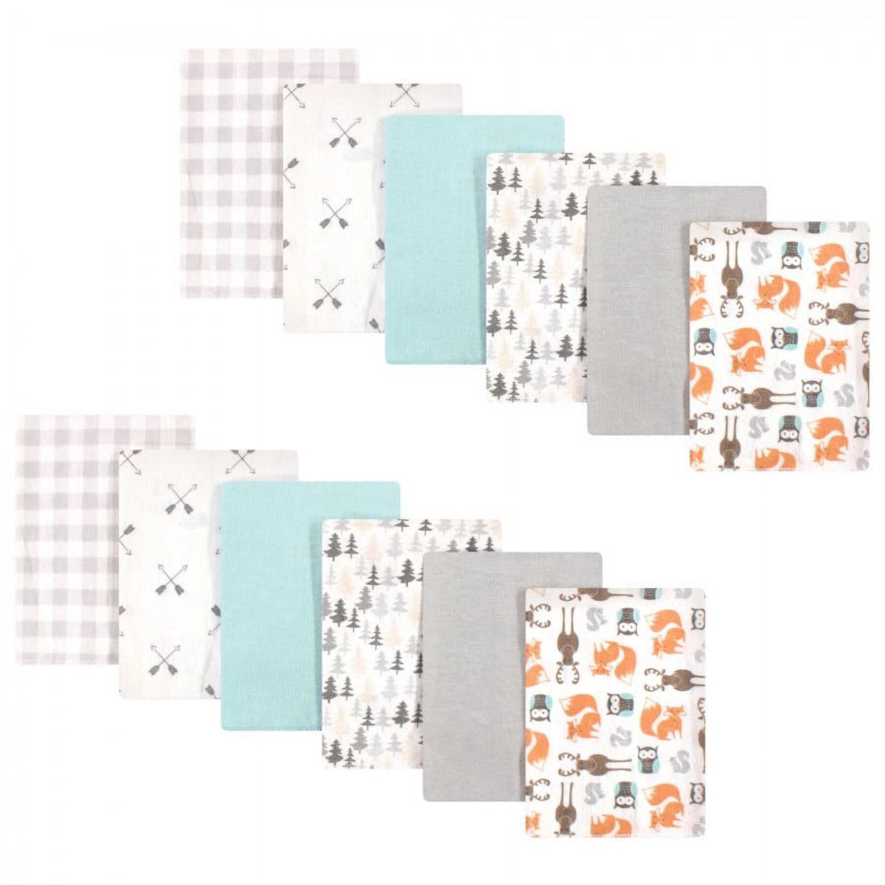 Hudson Baby Infant Unisex Cotton Flannel Burp Cloths, Neutral Forest, One Size Hudson Baby