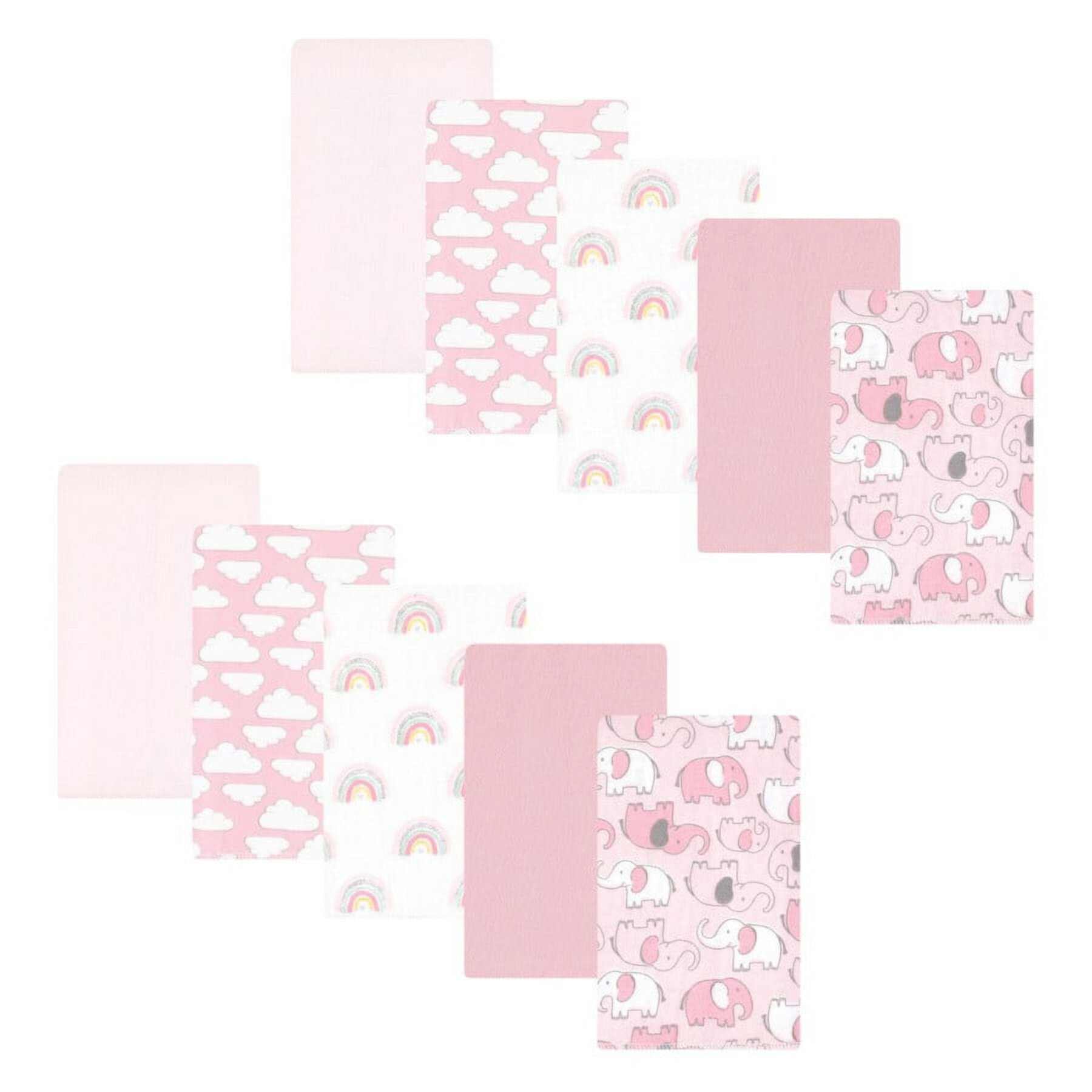 Hudson Baby Infant Girl Cotton Flannel Burp Cloths, Girl New Elephant 10-Pack, One Size Hudson Baby