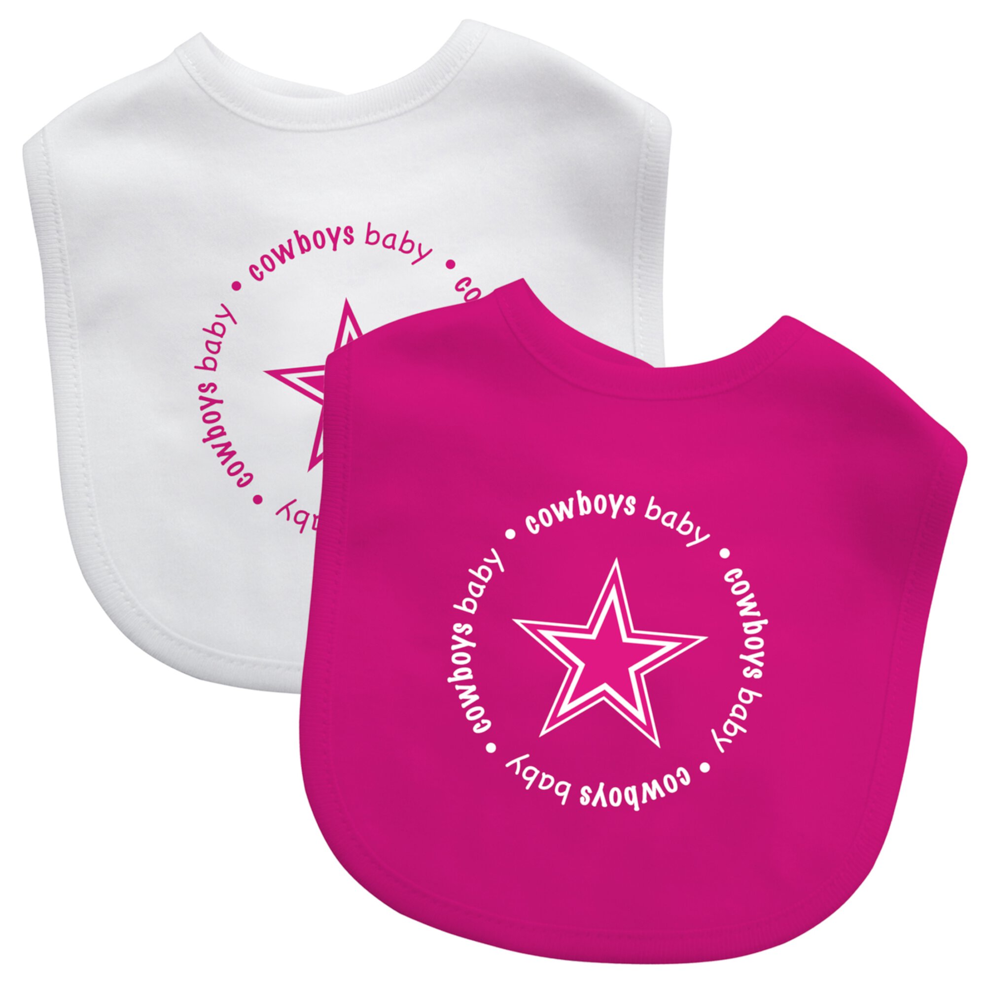 BabyFanatic Officially Licensed Pink Unisex Cotton Baby Bibs 2 Pack -  NFL Dallas Cowboys Baby Fanatic