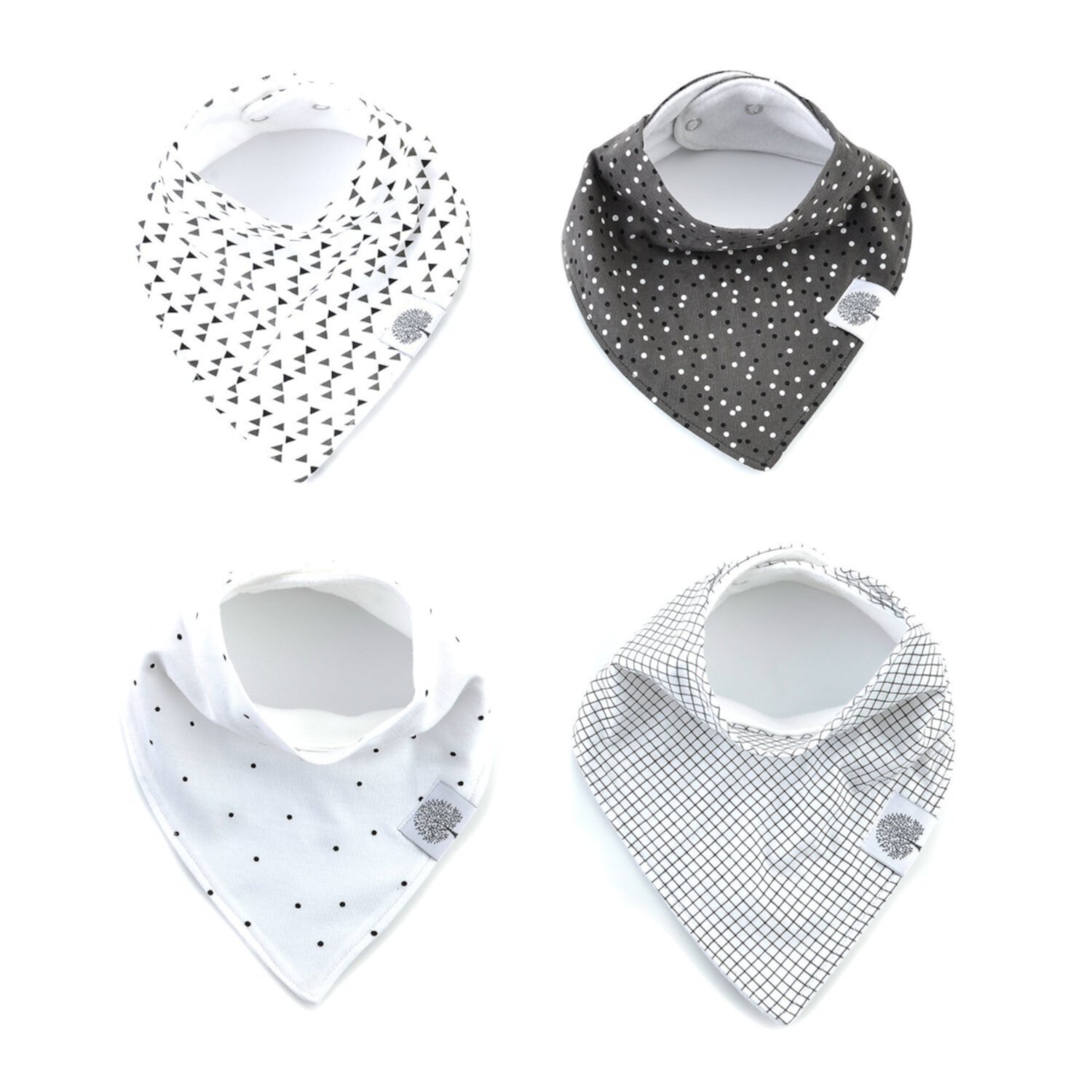 Parker Baby Bandana Drool Bibs - 4 Pack Baby Bibs for Boys, Girls, Unisex - "Shadow Set" Parker Baby