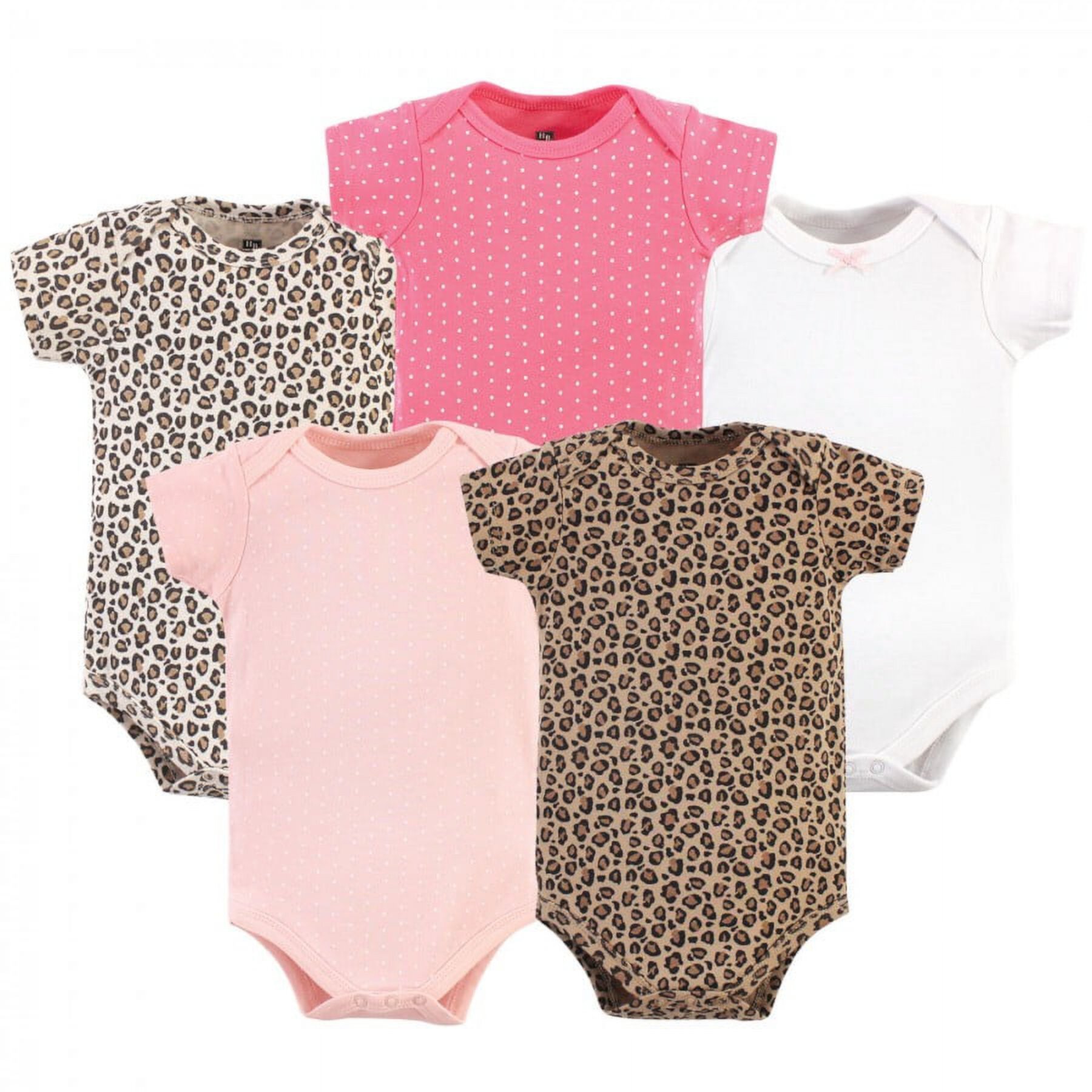 Hudson Baby Short Sleeve Bodysuits, 5-Pack, Newborn- 24 Months Hudson Baby