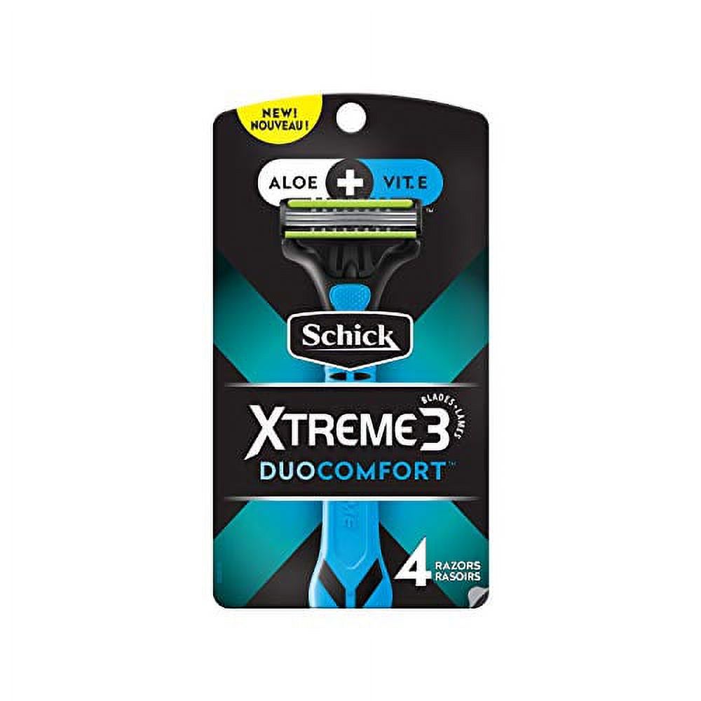 Schick Xtreme 3 Duo Comfort Skin Disposable Razors for Men, 4 Count Schick