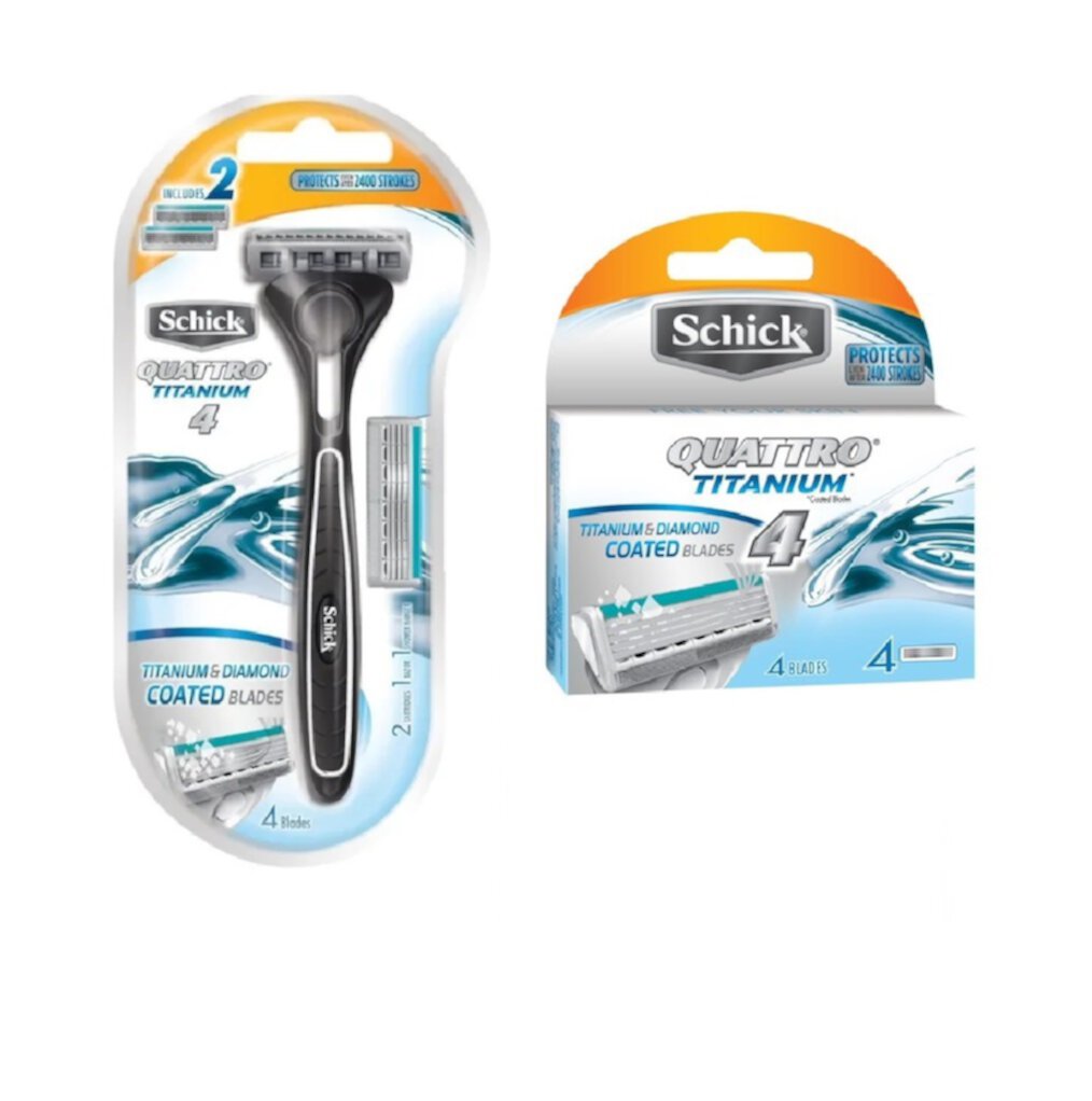 Schick Quattro Titanium 4 Razor with Refill Blade Cartridges Schick