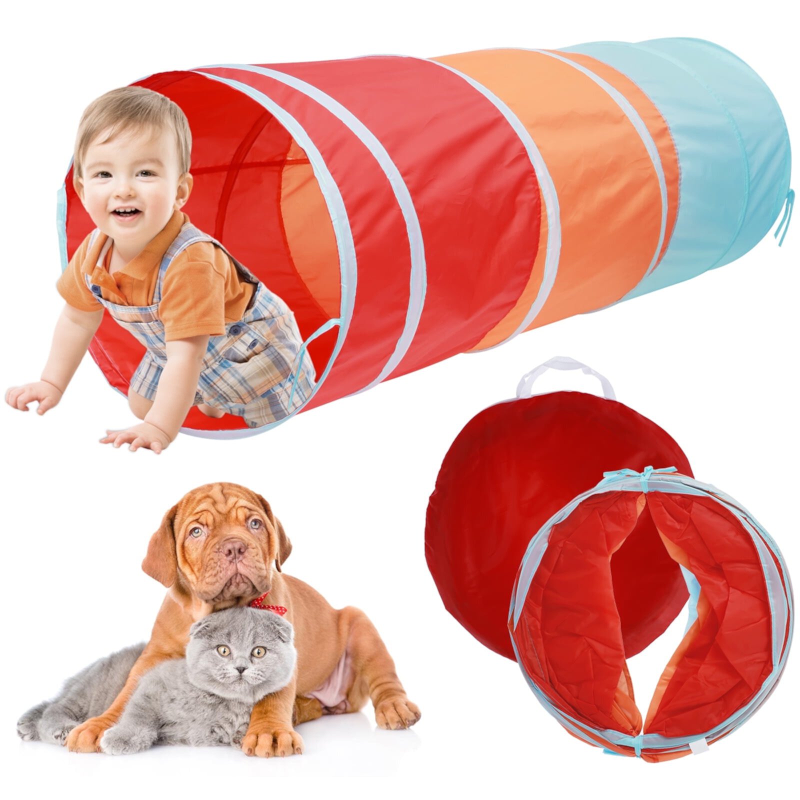 FUYGRCJ Kids Play Tunnel 5FT Pop Up Kids Crawl Tunnel Colorful Soft Comfortable Baby Crawl Tube Indoor Outdoor Play Games Climbing Tunnel FUYGRCJ