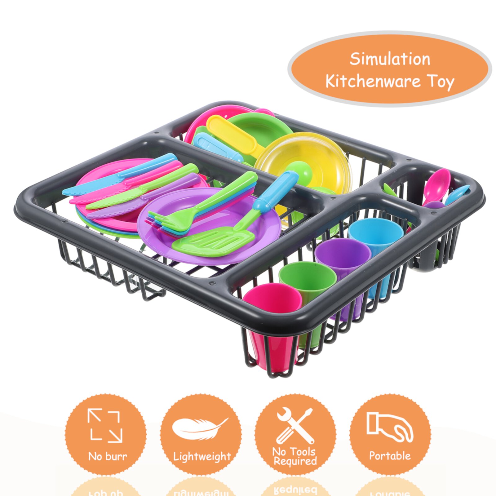 Play Kitchen Toy Pretend Sink Kids Set Children Playset Dishwasher Supply
Kitchen Dish Dinnerware Rack Educational Homemaxs