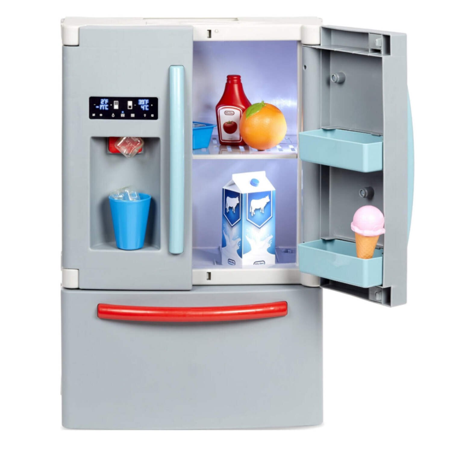 Little Tikes First Fridge Refrigerator with Ice Dispenser, Pretend Play Appliance with 11 Kitchen Accessories, Kids Ages 2+ Little Tikes