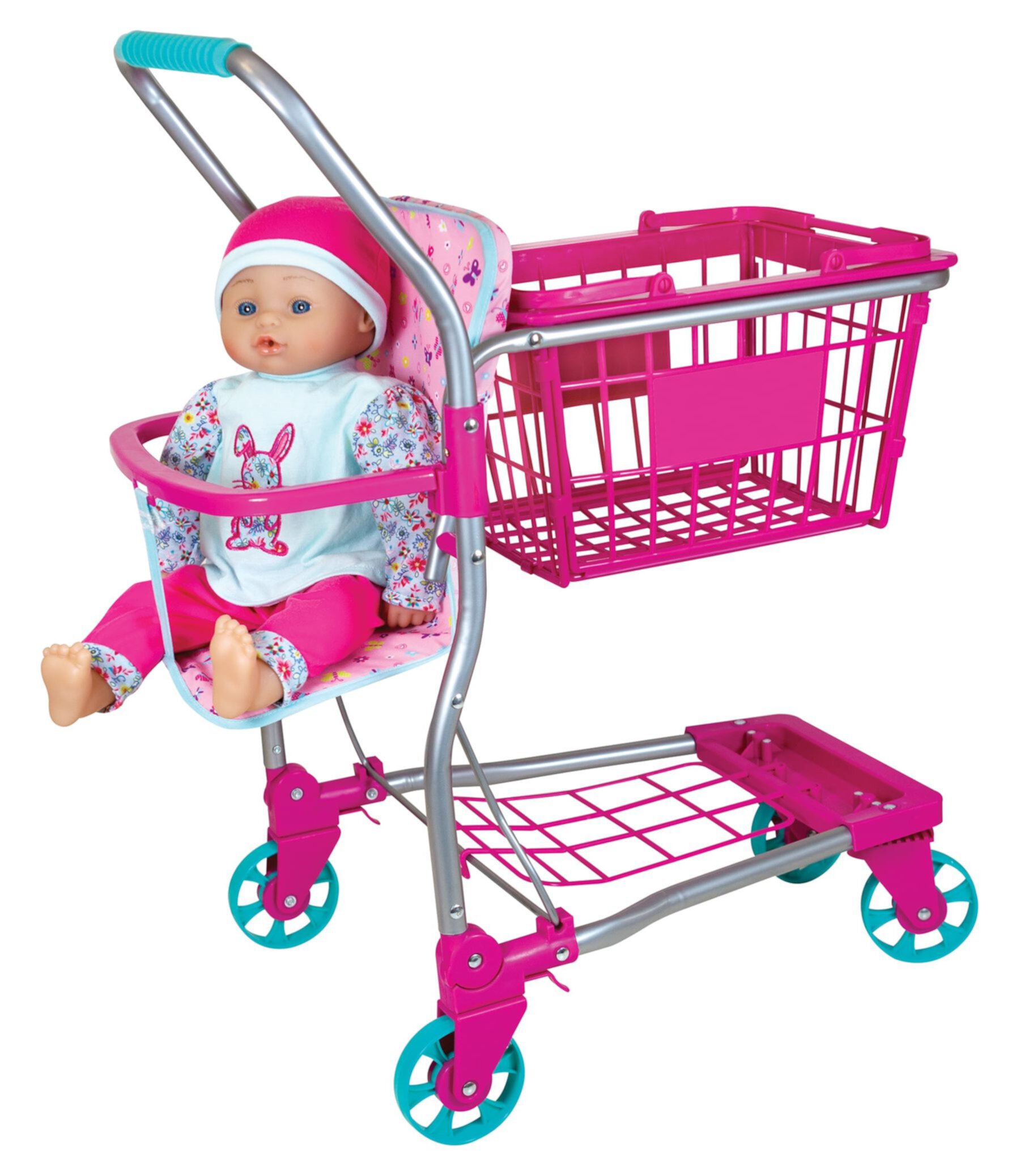 Lissi Baby Doll with Pink Toy Shopping Cart, for Boys & Girls 3 Years and up Lissi