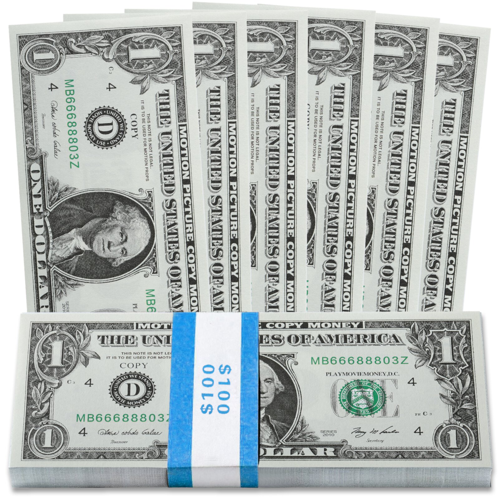 RUVINCE Movie Prop Money, 1 Dollar Bills - Play Money for Kids and Parties RUVINCE