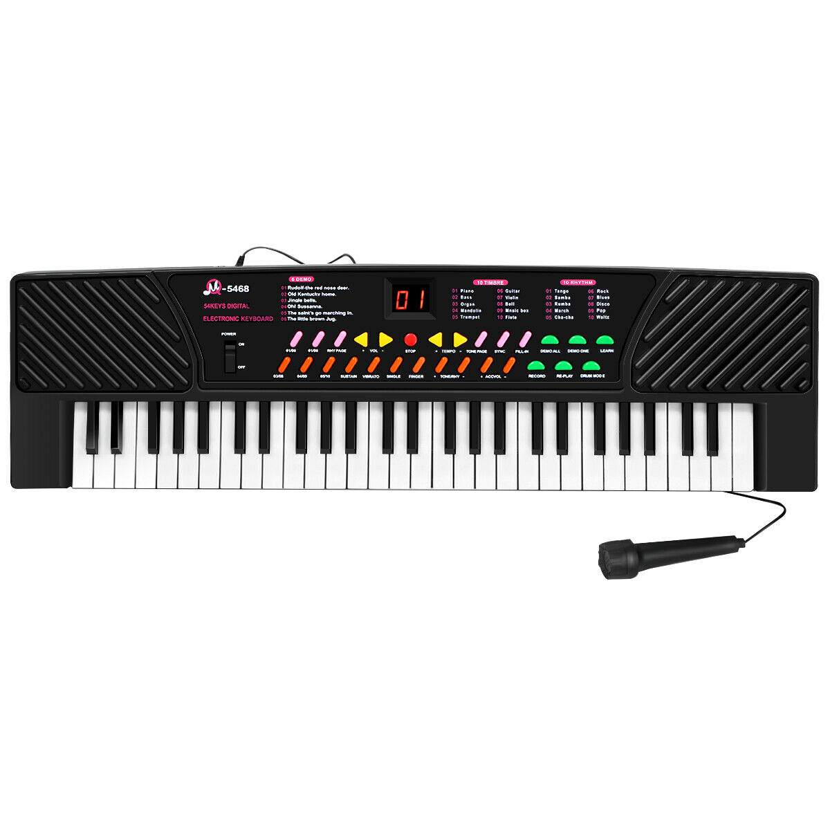 Costway 54 Keys Music Electronic Keyboard Kid Electric Piano Organ W/Mic & Adapter Costway