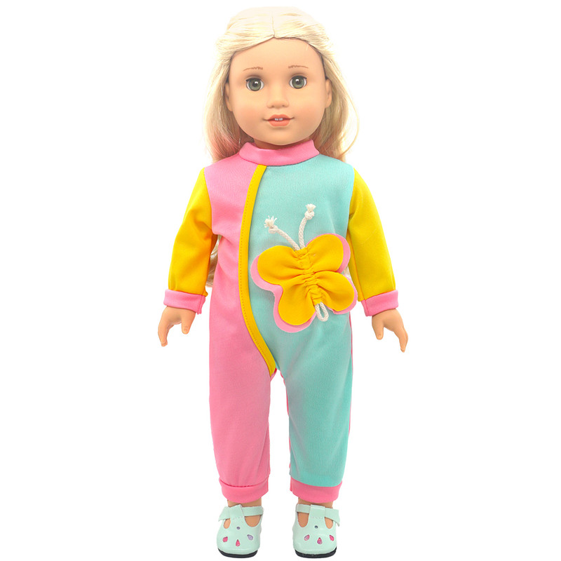 14 to 16 inches Doll Clothes- Yellow Butterfly Left and Right Color Onesies for Baby Doll Cosdoll