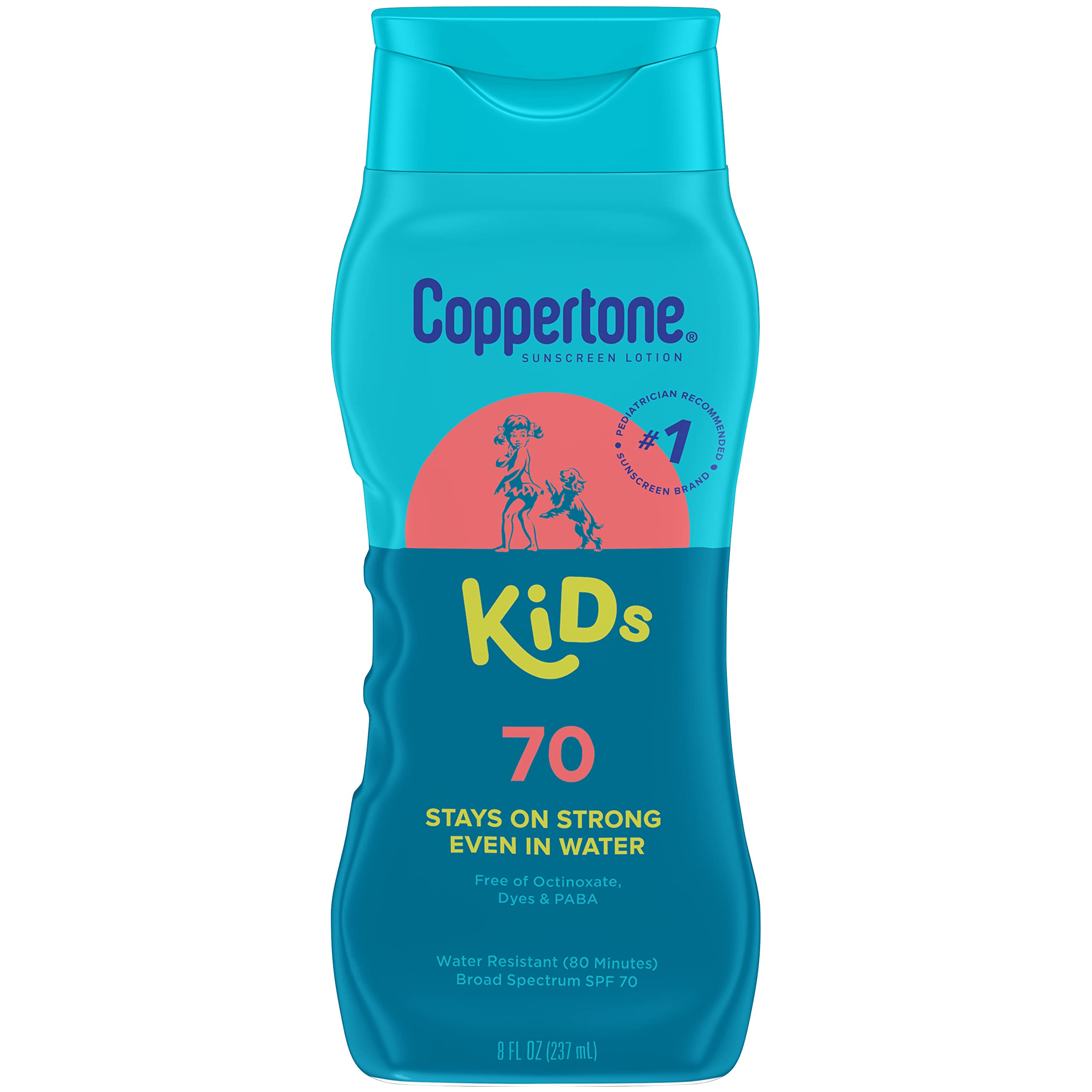 Coppertone Spf 70 Sunscreen Lotion For Kids, #1 Pediatrician Recommended Brand, Water Resistant, 8 Fl Oz Bottle Coppertone