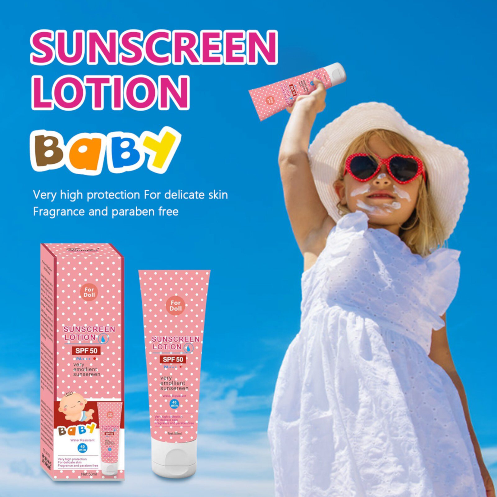 LINMOUA Children's Sunscreen Moisturizing Sunscreen Lotion Baby Full Body Skin Care LINMOUA