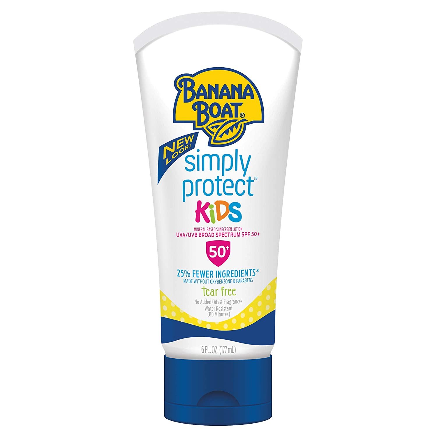 Banana Boat Simply Protect Mineral-Based Sunscreen Lotion for Kids, SPF 50+, Tear Free, 25% Fewer Ingredients, 6oz. BANANA BOAT