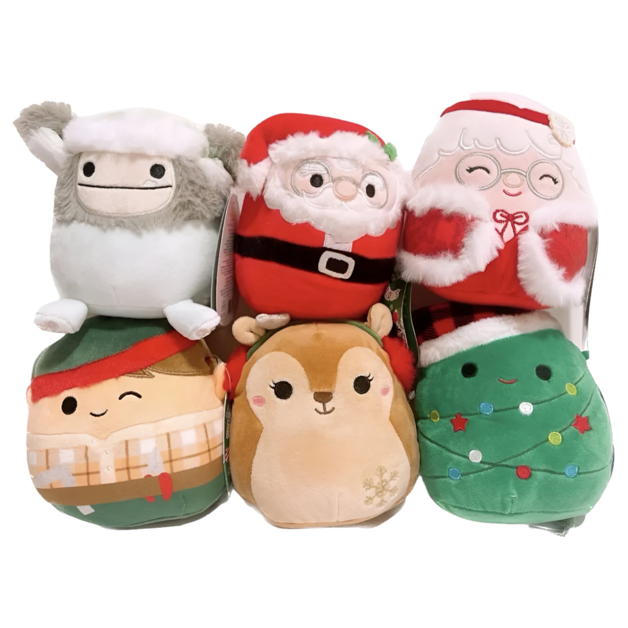 Squishmallows Christmas 5" Set of 6 Bigfoot Elf Reindeer Santa Claus Mini Plush Squishmallows