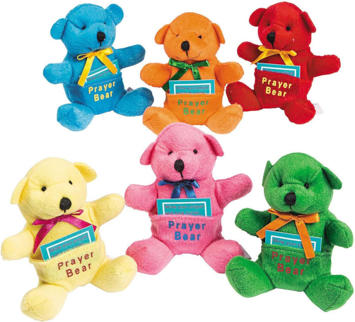 Fun Express 12 Pieces Plush Prayer Stuffed Animal Teddy Bears, Religious Toys and Stocking Stuffers Fun Express