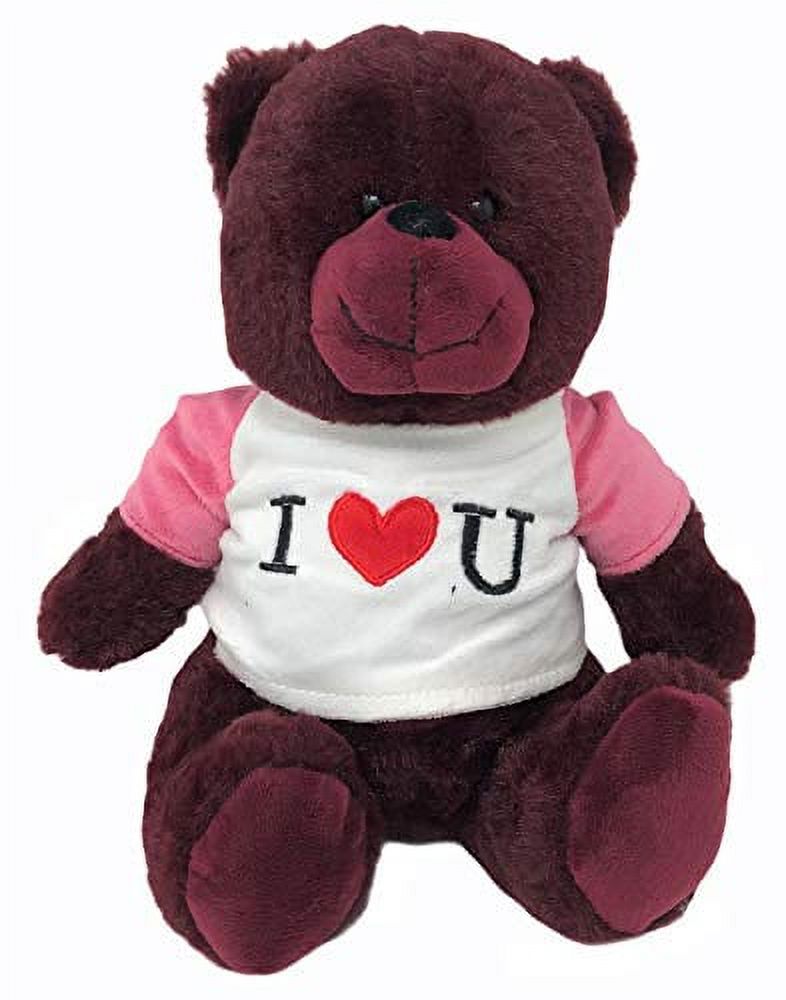 Valentines Day 10" Plush Teddy Bear with I Love You Shirt (Cabernet) Plushies