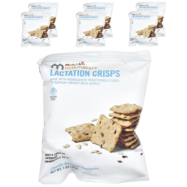 Milkmakers®, Lactation Crisps, Classic Sea Salt Crackers , 6 Bags, 1 oz (28 g) Each Munchkin