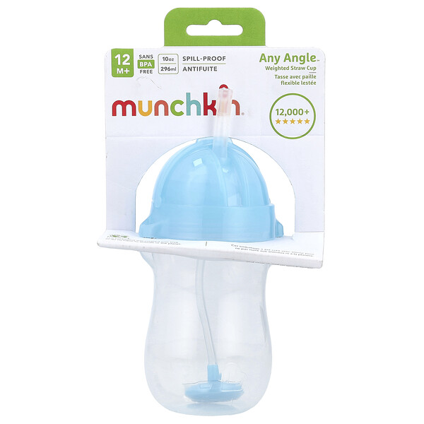 Any Angle™, Weighted Straw Cup, 12 Months +, Light Blue , 10 oz (296 ml) Munchkin