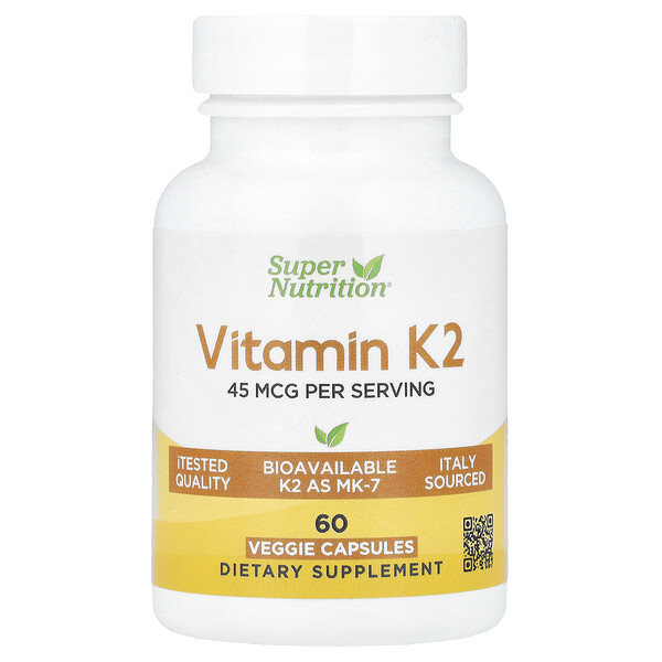 Vitamin K2, 60 Veggie Capsules Super Nutrition