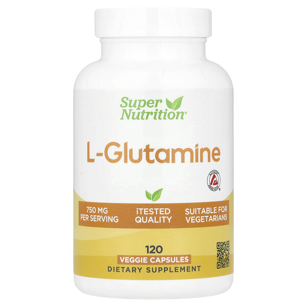 L-Glutamine, 750 mg, 120 Veggie Capsules Super Nutrition