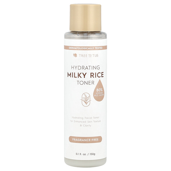 Hydrating Milky Rice Toner, Fragrance Free, 5.1 fl oz (150 g) Tree To Tub