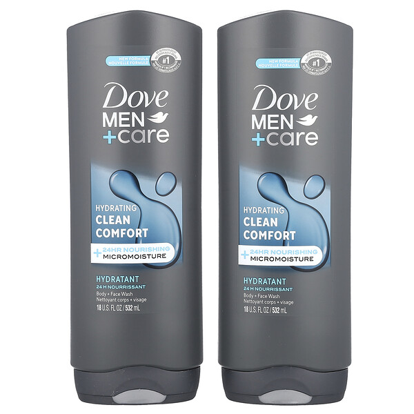 Men+Care, Clean Comfort, Body and Face Wash, 2 Pack, 18 fl oz (532 ml) Each Dove