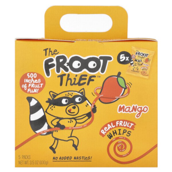 Фруктовые ленты из манго, 5 упаковок по 20 г, 100% натуральные The Froot Thief