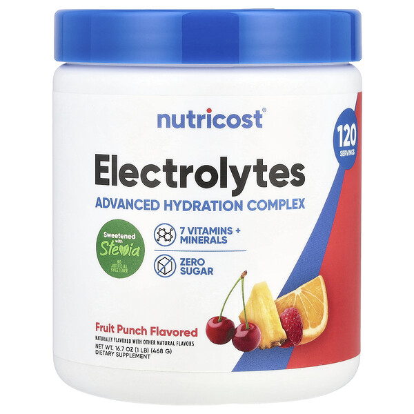 Electrolytes, Advanced Hydration Complex, Fruit Punch, 1 lb (468 g) Nutricost