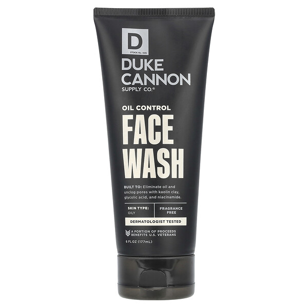 Oil Control Face Wash, Fragrance Free, 6 fl oz (177 ml) Duke Cannon Supply Co.