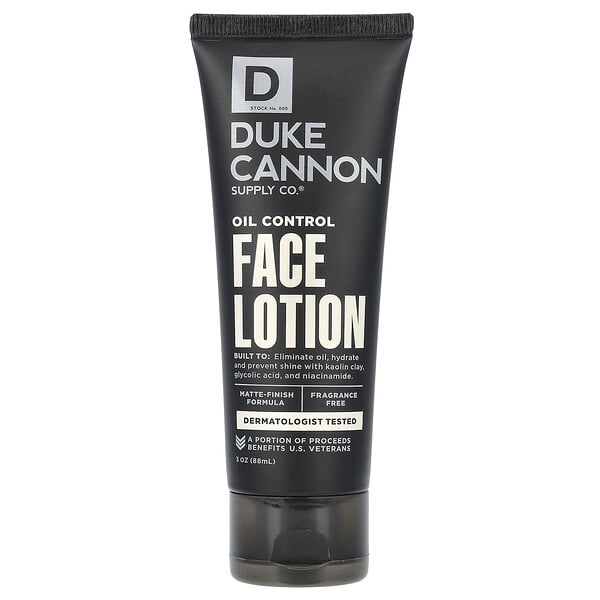 Oil Control Face Lotion, Fragrance Free, 3 fl oz (88 ml) Duke Cannon Supply Co.