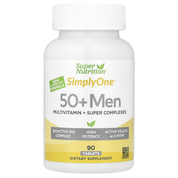 Simply One®, Men's 50+ Multivitamin with Super Adaptogens, Greens, Spices, & Antioxidant, 90 Tablets Super Nutrition