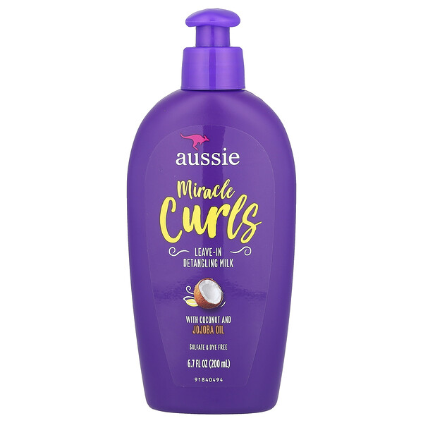 Miracle Curls, Leave-In Detangling Milk with Coconut and Jojoba Oil, 6.7 fl oz (200 ml) Aussie