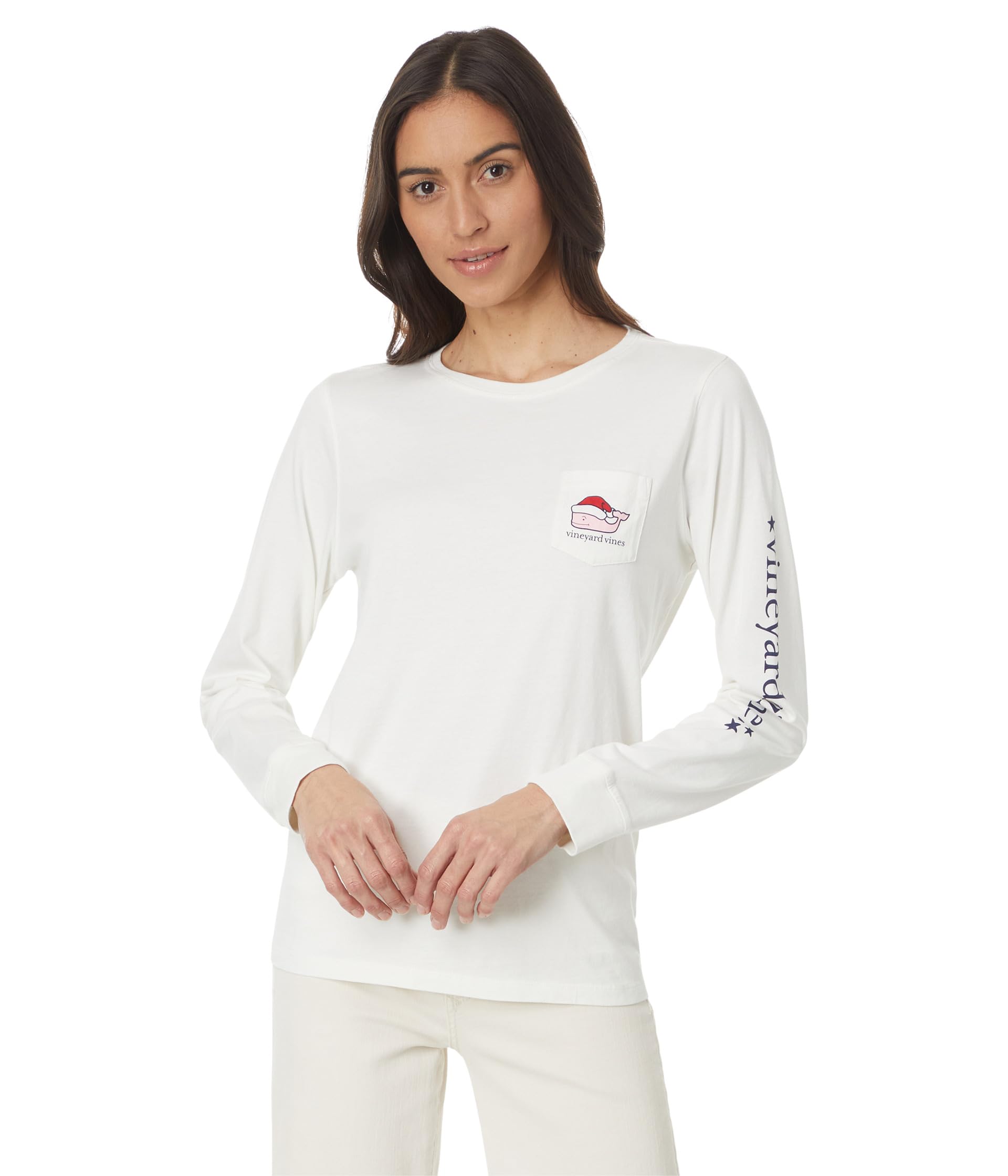 Женская Футболка Vineyard Vines Icon Whale Long Sleeve Pocket Tee Vineyard Vines