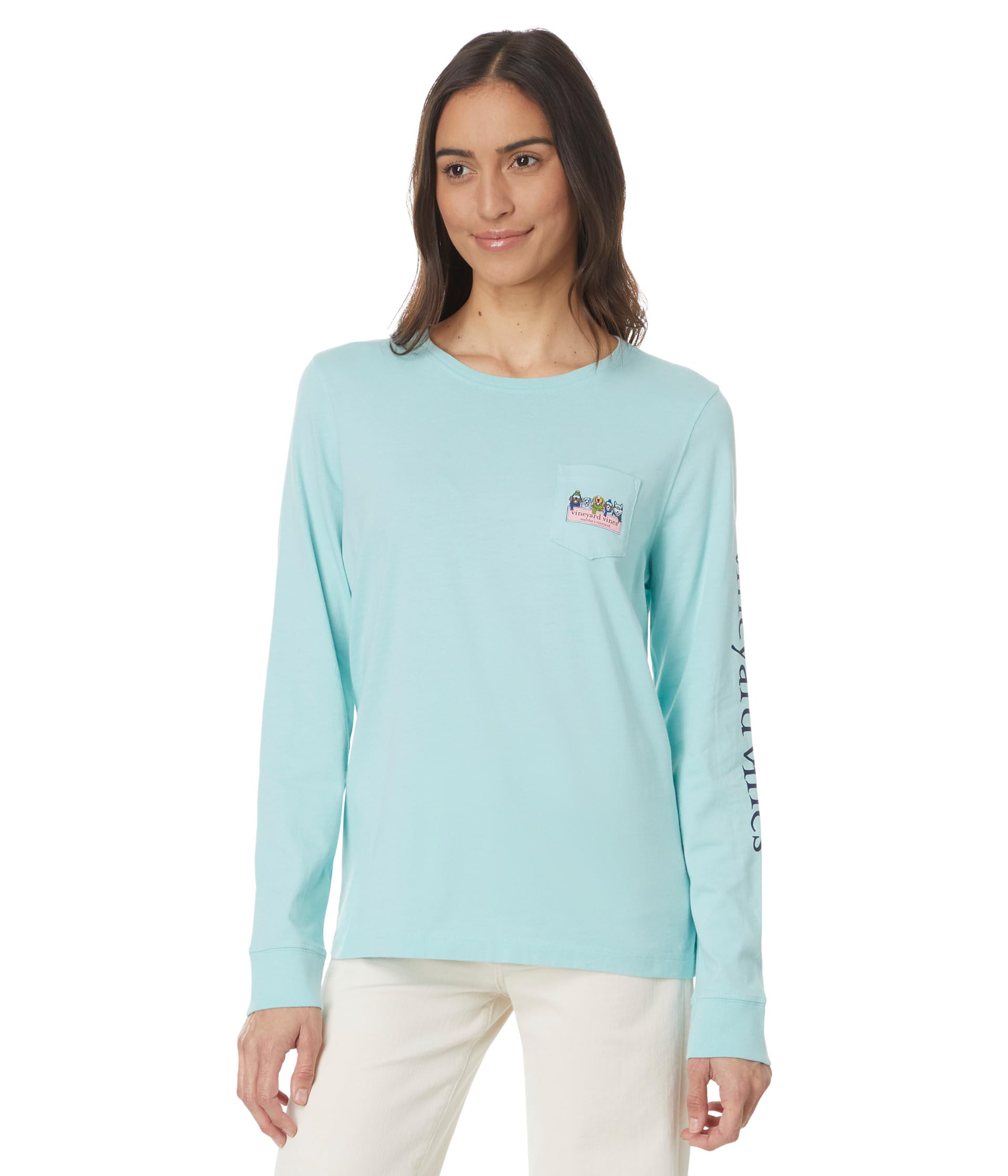 Женская Футболка Vineyard Vines Logo Box Long Sleeve Pocket Tee Vineyard Vines