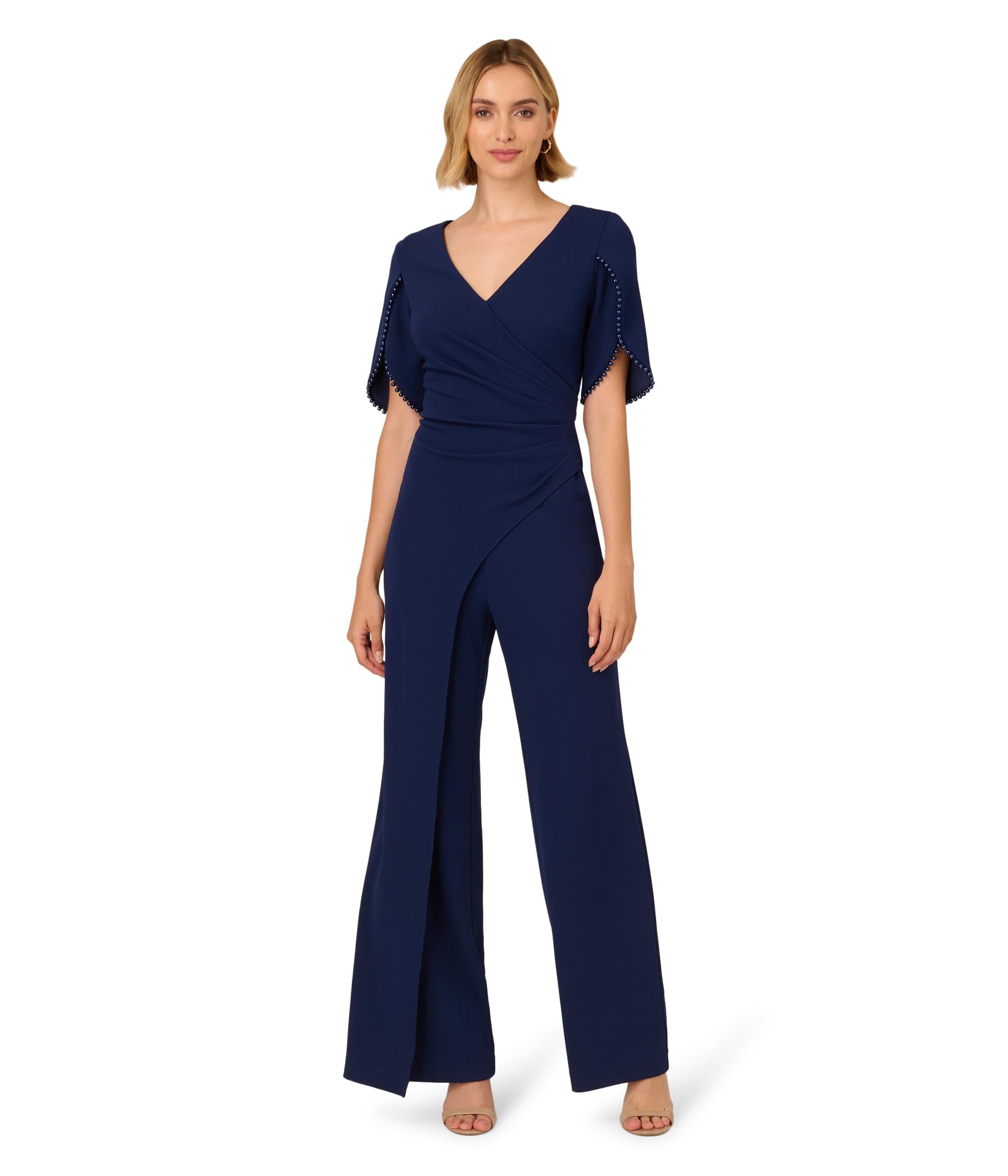 Pearl Knit Crepe Jumpsuit Adrianna Papell