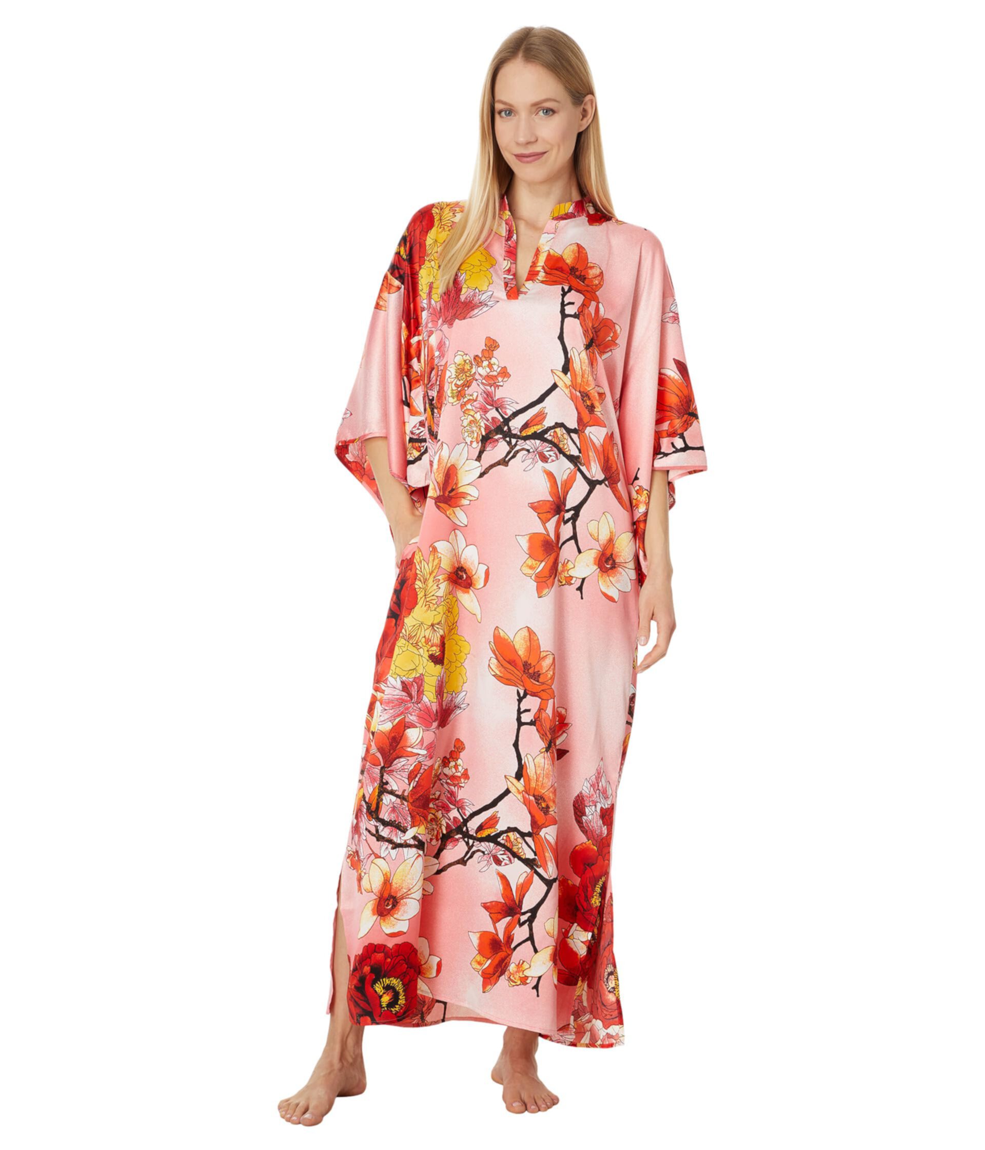 Winter Peony Mandarin Caftan N by Natori