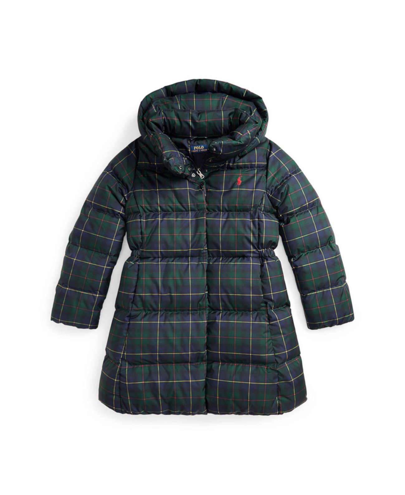 Big Girls Plaid Down Hooded Long Jacket Polo Ralph Lauren