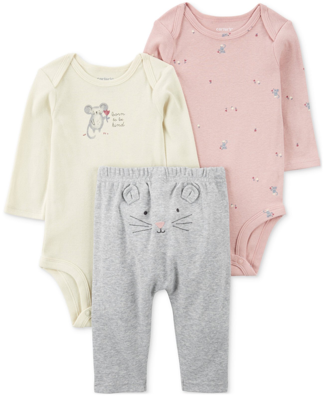 Baby Girls Mouse Bodysuits & Pants, 3 Pc. Set Carter's