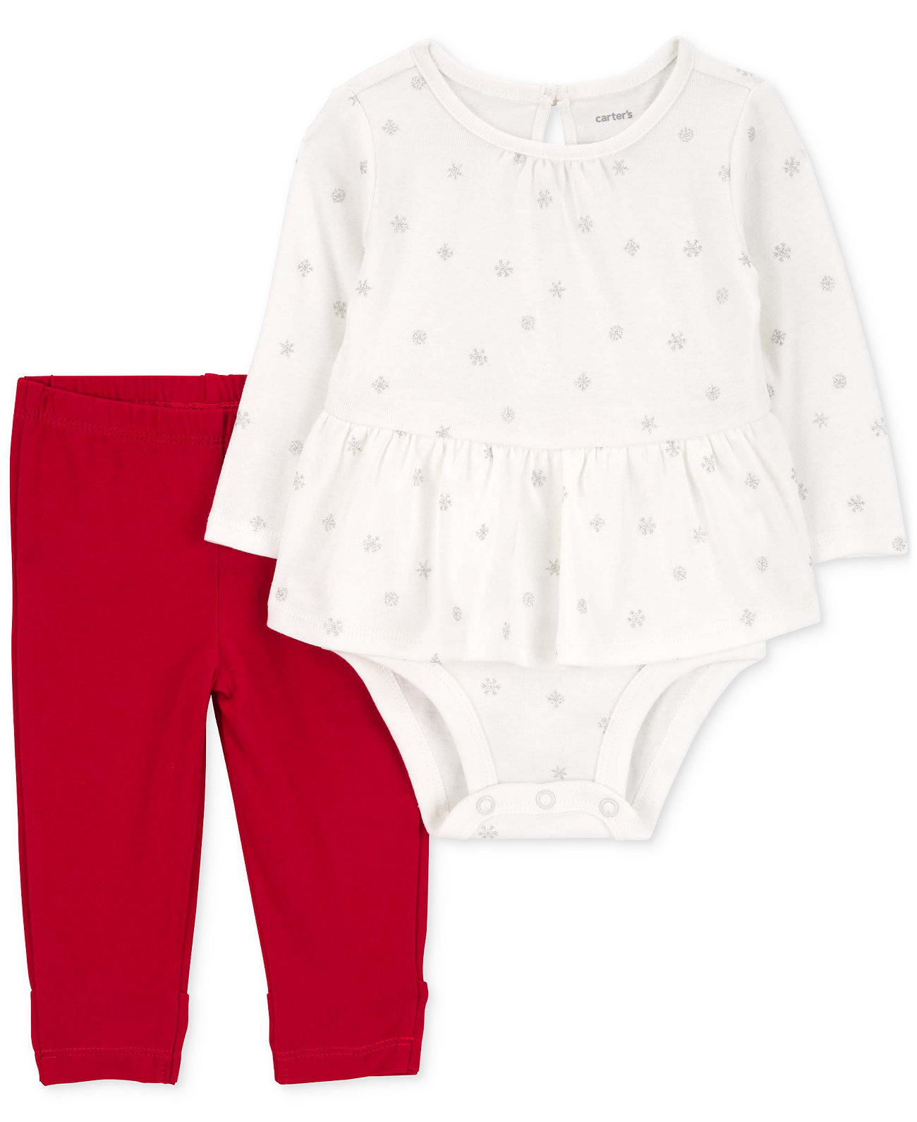 Baby Girl 2-Piece Snowflake Peplum Bodysuit Pant Set Carter's