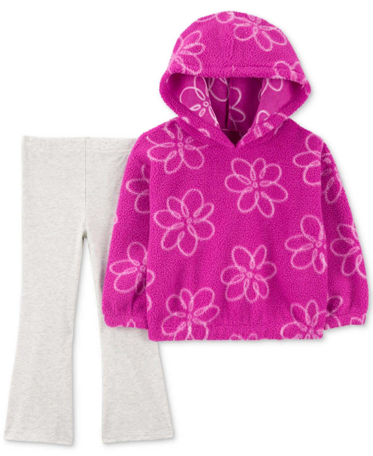 Toddler Girls Floral Faux-Sherpa Hoodie & Flare Leggings, 2 Piece Set Carter's