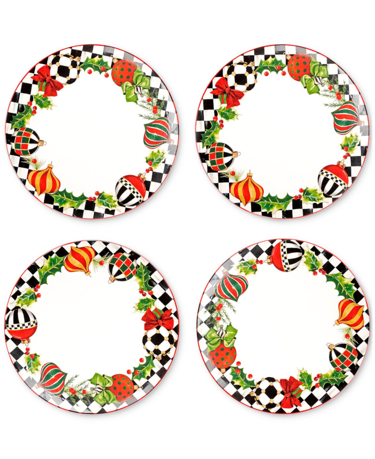 Deck the Halls Dinner Plates, Set of 4 MacKenzie-Childs