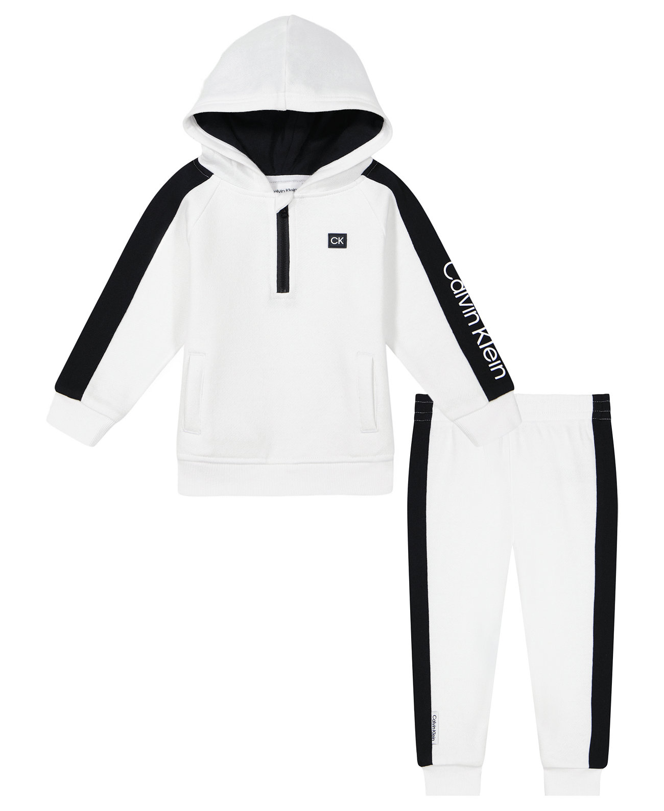 Baby Boy Side-Striped Fleece 1/4-Zip Hoodie Joggers, 2-Piece Set Calvin Klein