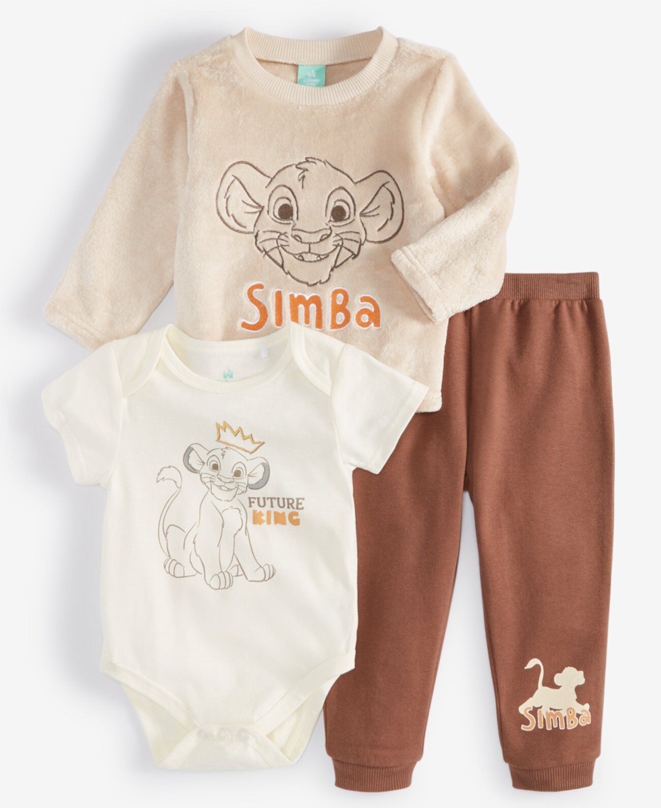 Baby The Lion King Simba Faux-Fur Top, Bodysuit & Pants, 3 Piece Set Disney